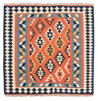 Kelim Rug - Oriental square  - 104 x 104 cm - rust