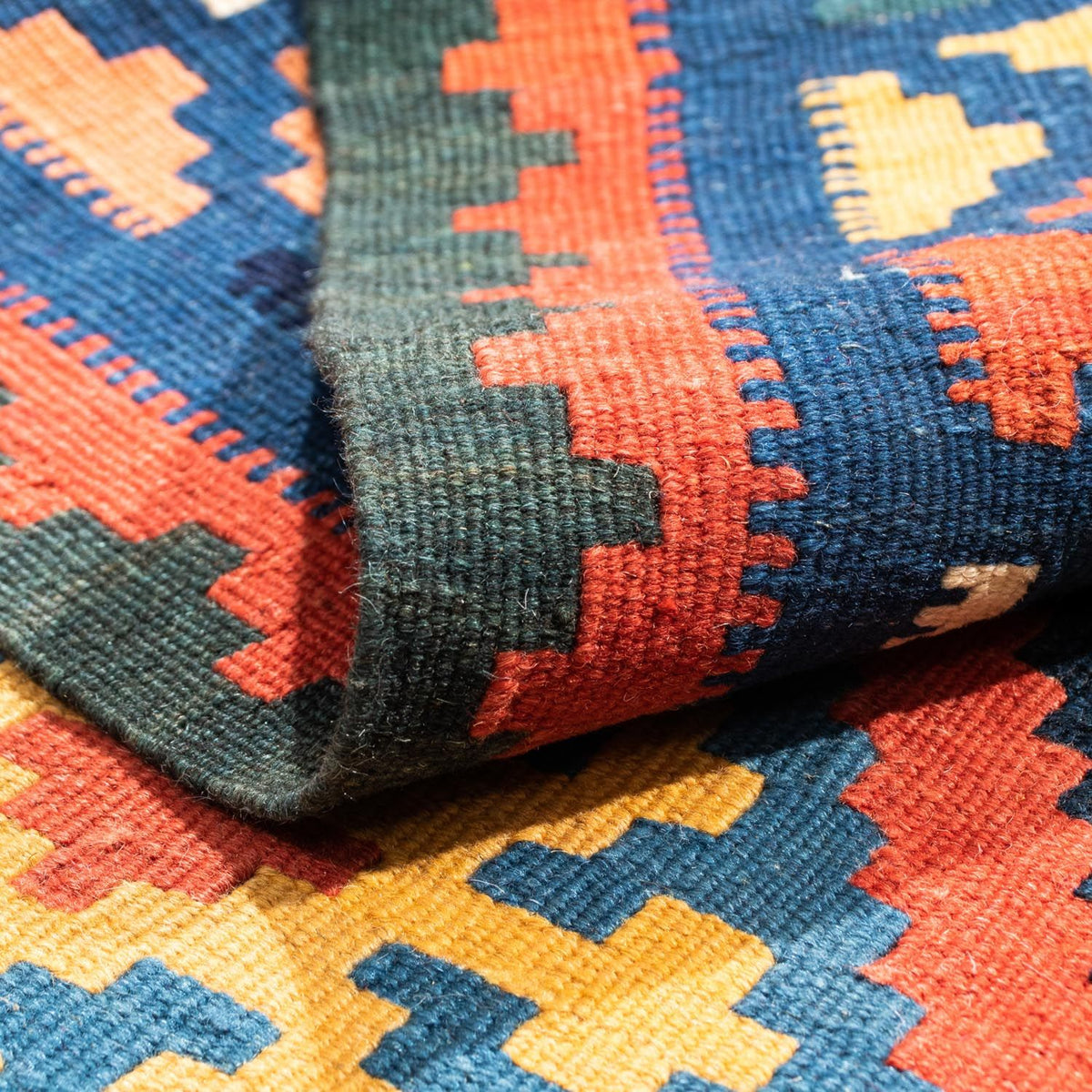 Kelim Rug - Oriental square  - 102 x 101 cm - red