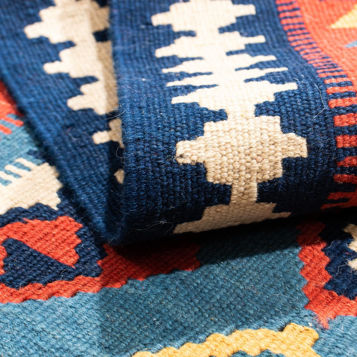 Kelim Rug - Oriental square  - 101 x 99 cm - dark blue