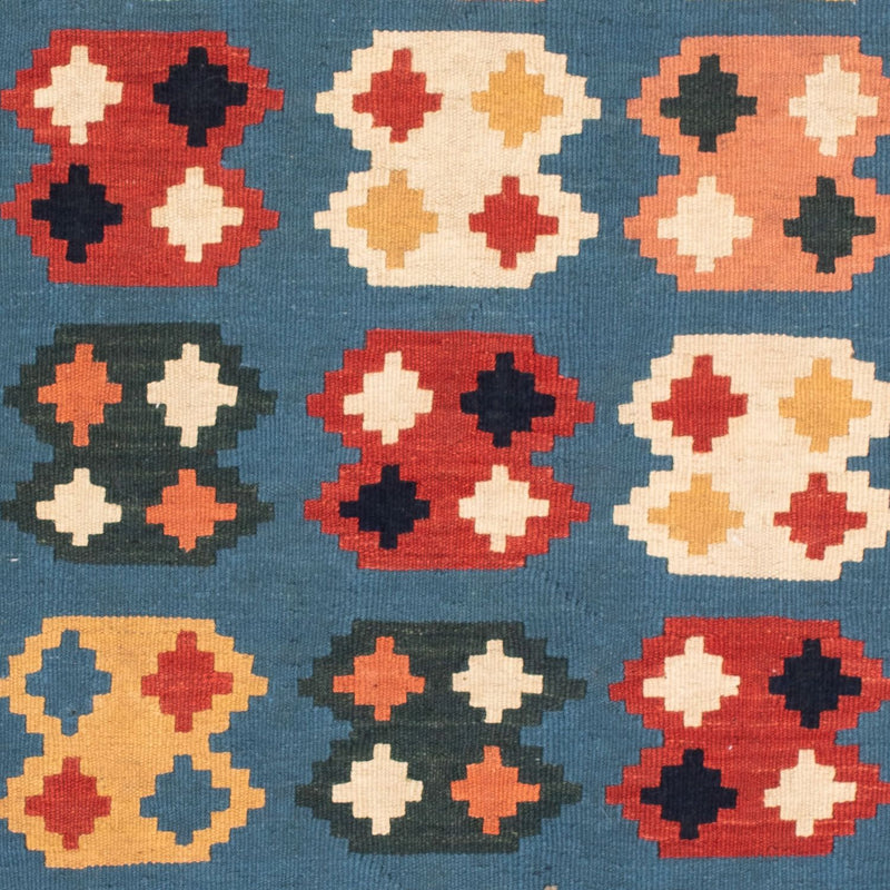 Kelim Rug - Oriental square  - 107 x 101 cm - sea blue