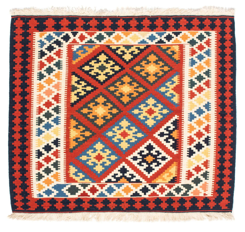 Kelim Rug - Oriental square  - 101 x 93 cm - dark red