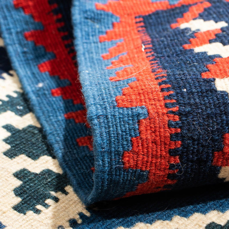 Kelim Rug - Oriental square  - 102 x 100 cm - blue