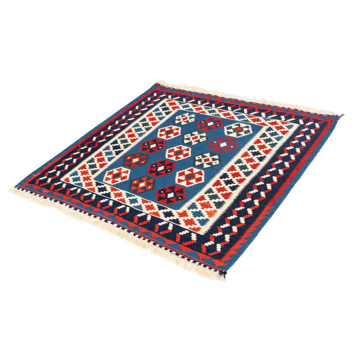 Kelim Rug - Oriental square  - 102 x 100 cm - blue
