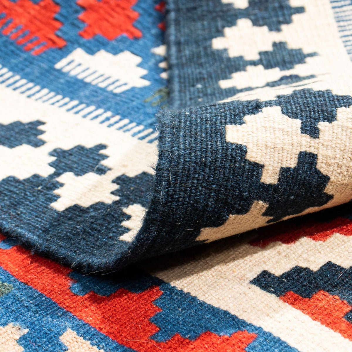 Kelim Rug - Oriental square  - 108 x 103 cm - blue