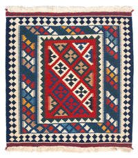 Kelim Rug - Oriental square  - 104 x 98 cm - blue