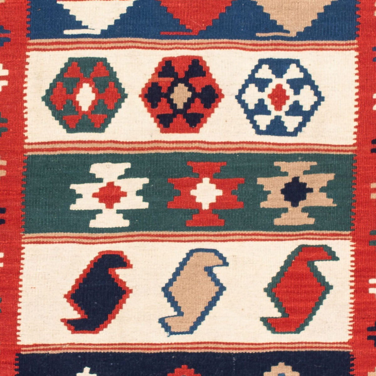 Kelim Rug - Oriental square  - 106 x 100 cm - multicolored