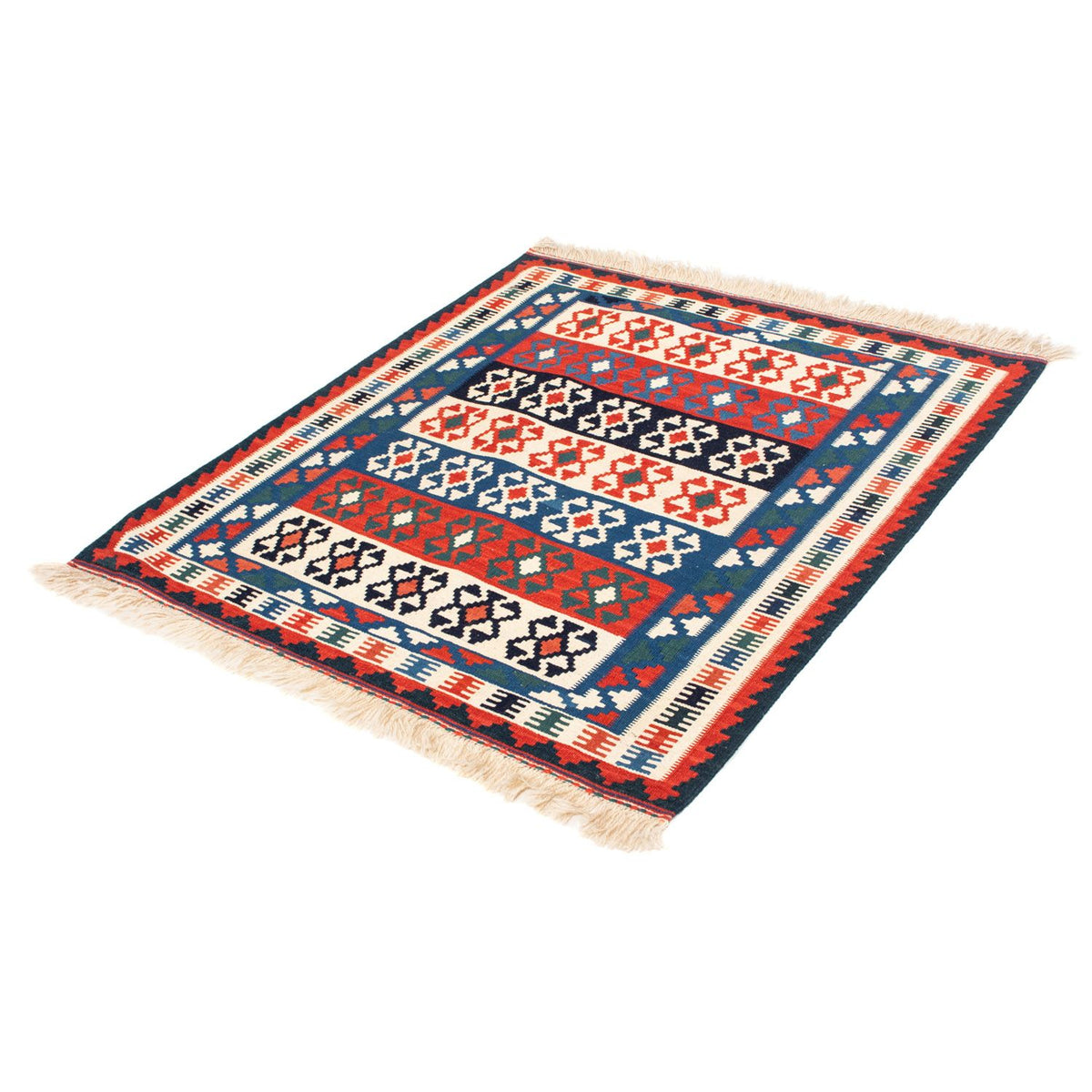 Kelim Rug - Oriental square  - 110 x 100 cm - blue