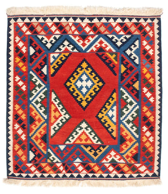 Kelim Rug - Oriental square  - 113 x 110 cm - red
