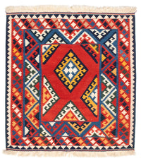 Kelim Rug - Oriental square  - 113 x 110 cm - red