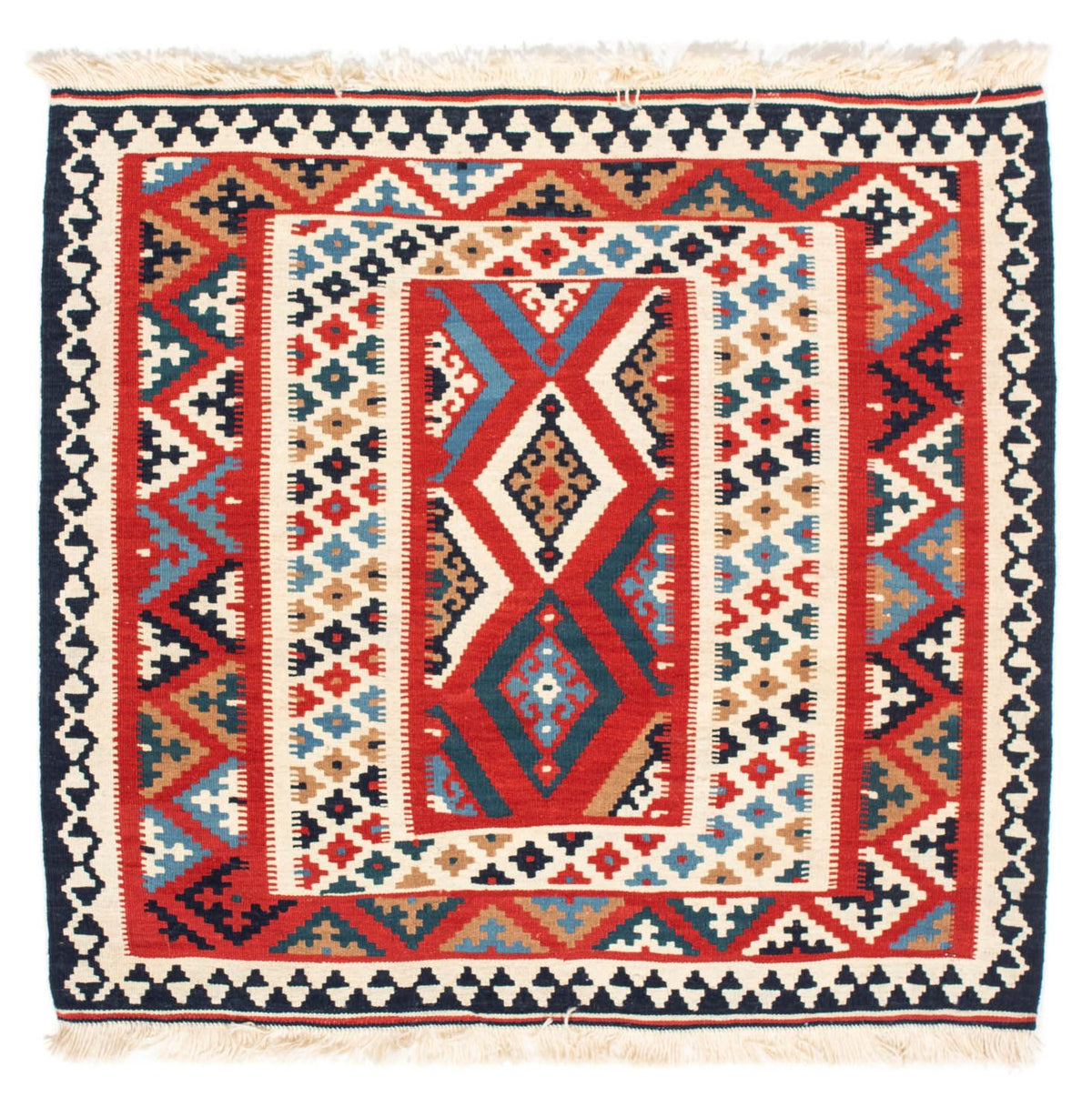 Kelim Rug - Oriental square  - 108 x 105 cm - red