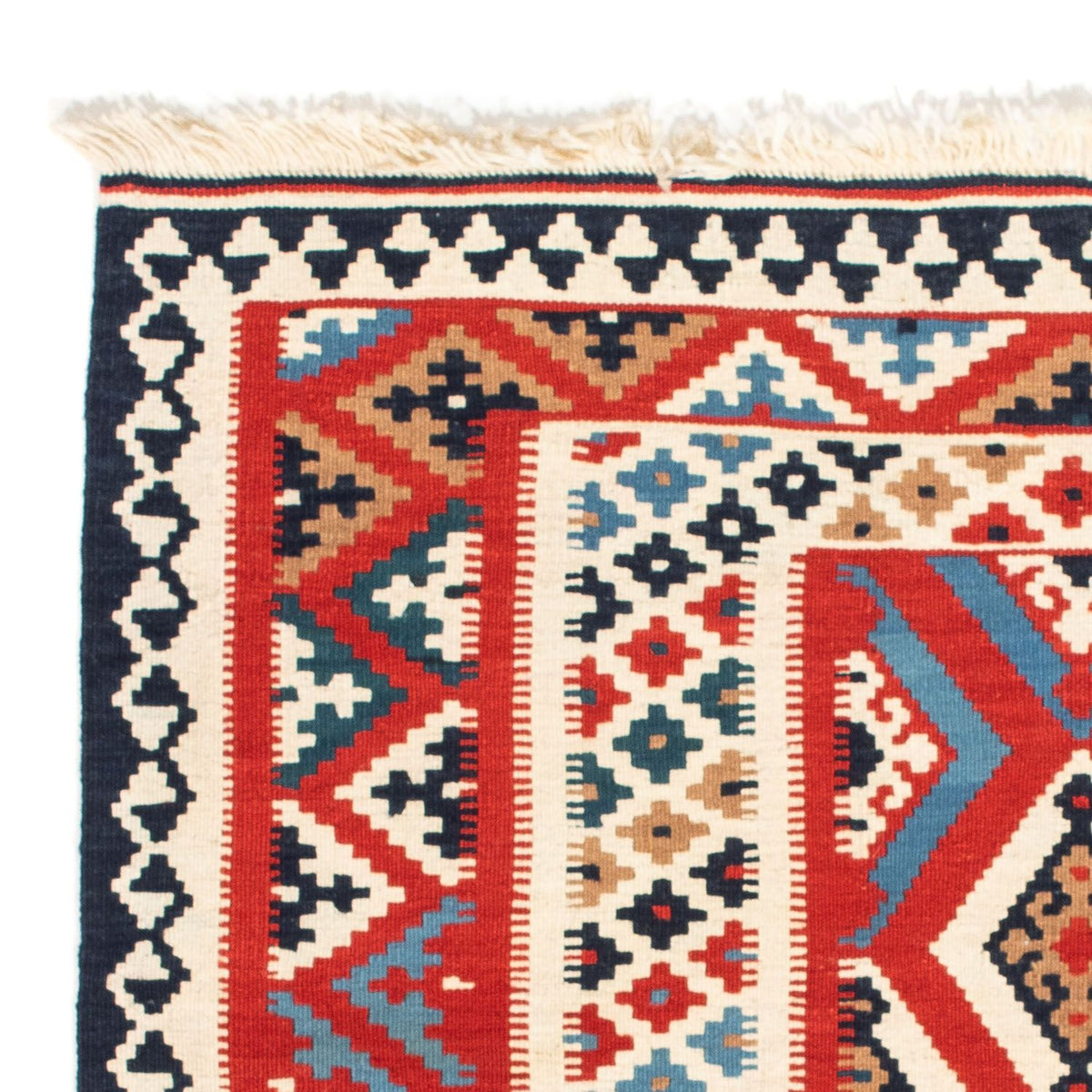 Kelim Rug - Oriental square  - 108 x 105 cm - red