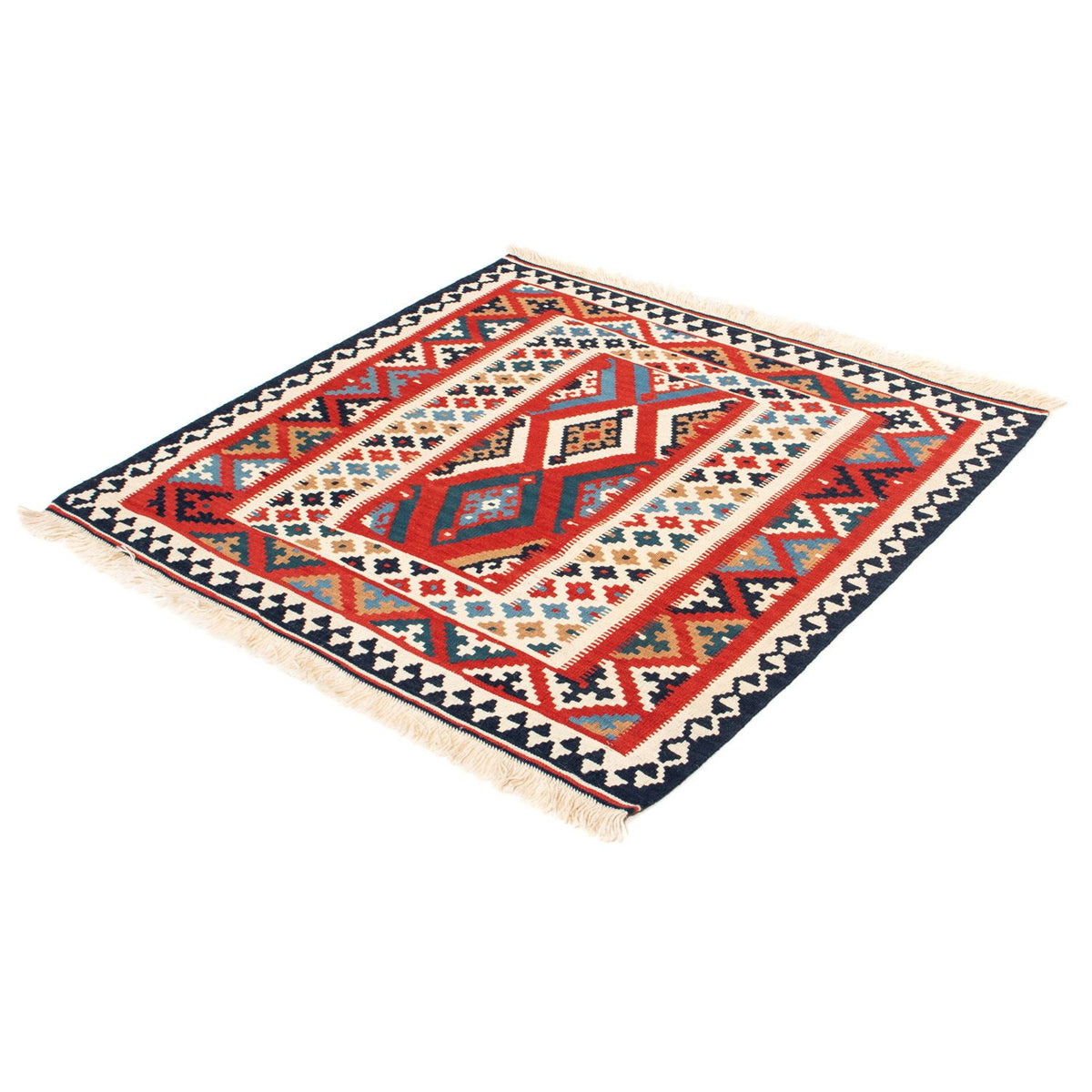 Kelim Rug - Oriental square  - 108 x 105 cm - red