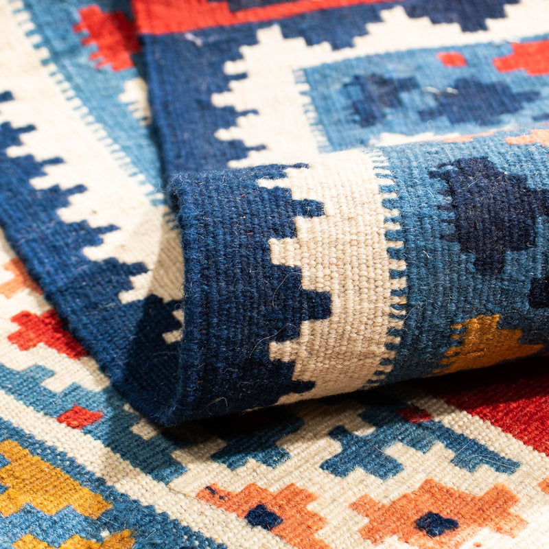 Kelim Rug - Oriental square  - 110 x 105 cm - blue