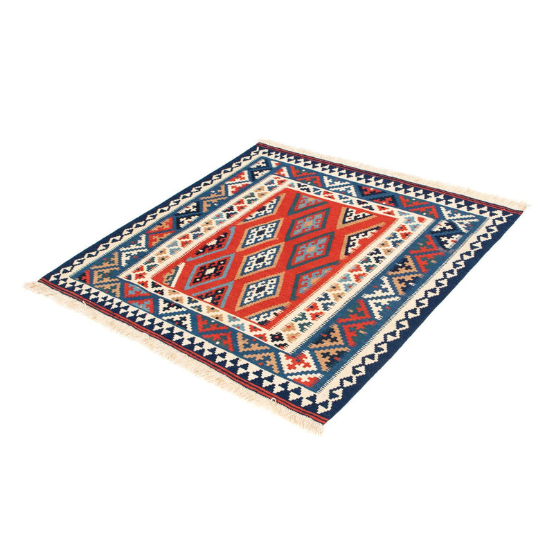Kelim Rug - Oriental square  - 100 x 98 cm - blue