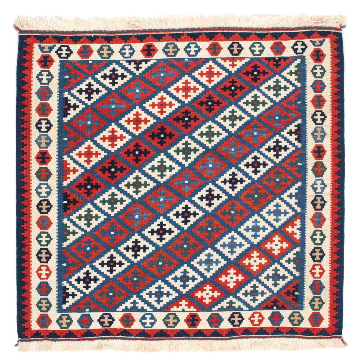 Kelim Rug - Oriental square  - 105 x 103 cm - blue