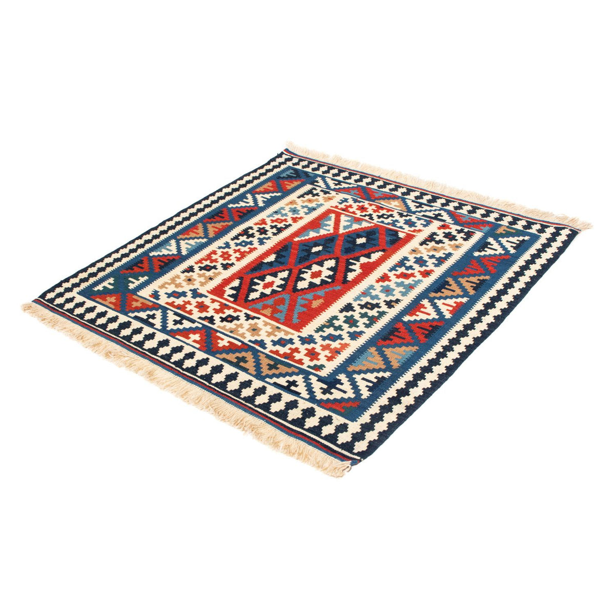 Kelim Rug - Oriental square  - 103 x 103 cm - blue