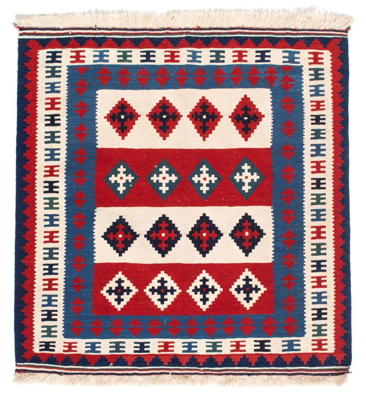 Kelim Rug - Oriental square  - 106 x 103 cm - blue