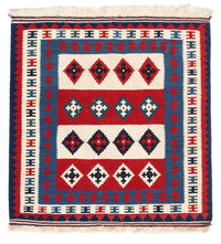 Kelim Rug - Oriental square  - 106 x 103 cm - blue