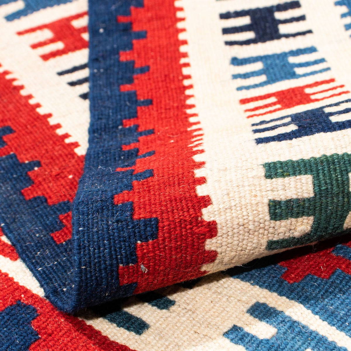 Kelim Rug - Oriental square  - 106 x 103 cm - blue