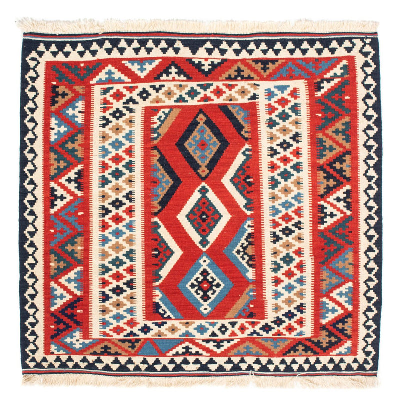 Kelim Rug - Oriental square  - 105 x 102 cm - red