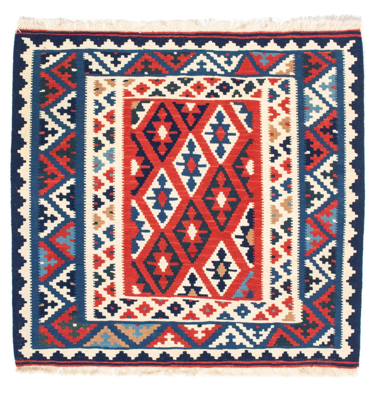 Kelim Rug - Oriental square  - 102 x 100 cm - blue
