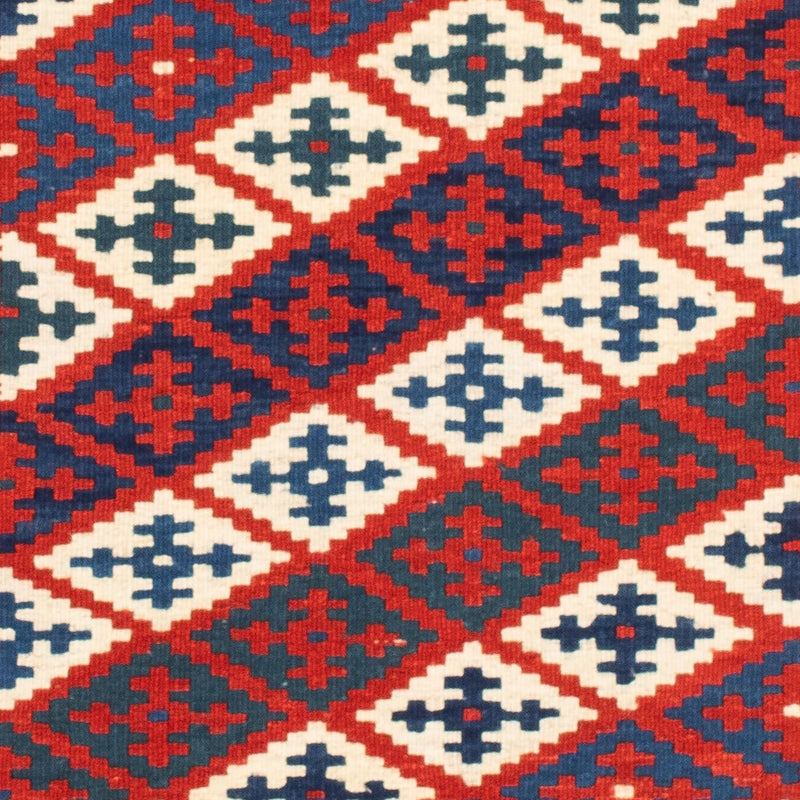 Kelim Rug - Oriental square  - 102 x 102 cm - dark red