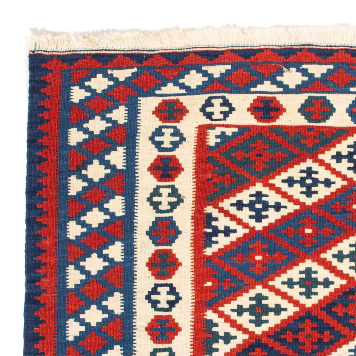 Kelim Rug - Oriental square  - 102 x 102 cm - dark red