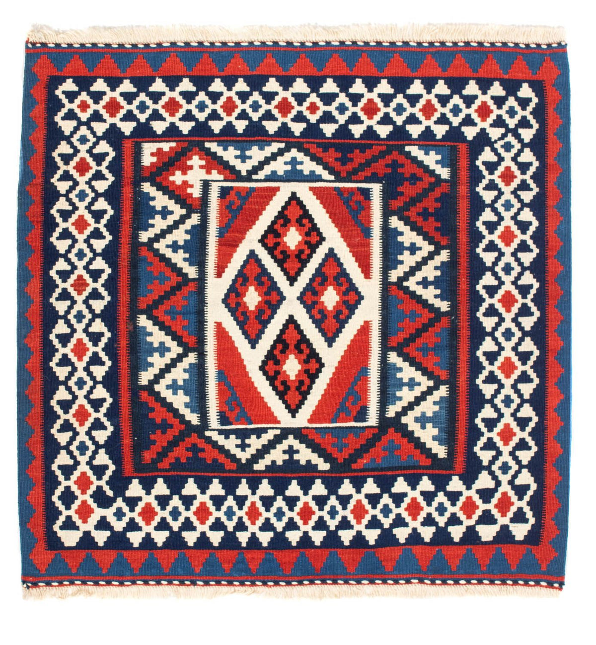 Kelim Rug - Oriental square  - 100 x 100 cm - red