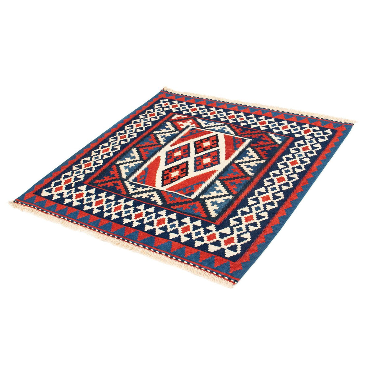 Kelim Rug - Oriental square  - 100 x 100 cm - red