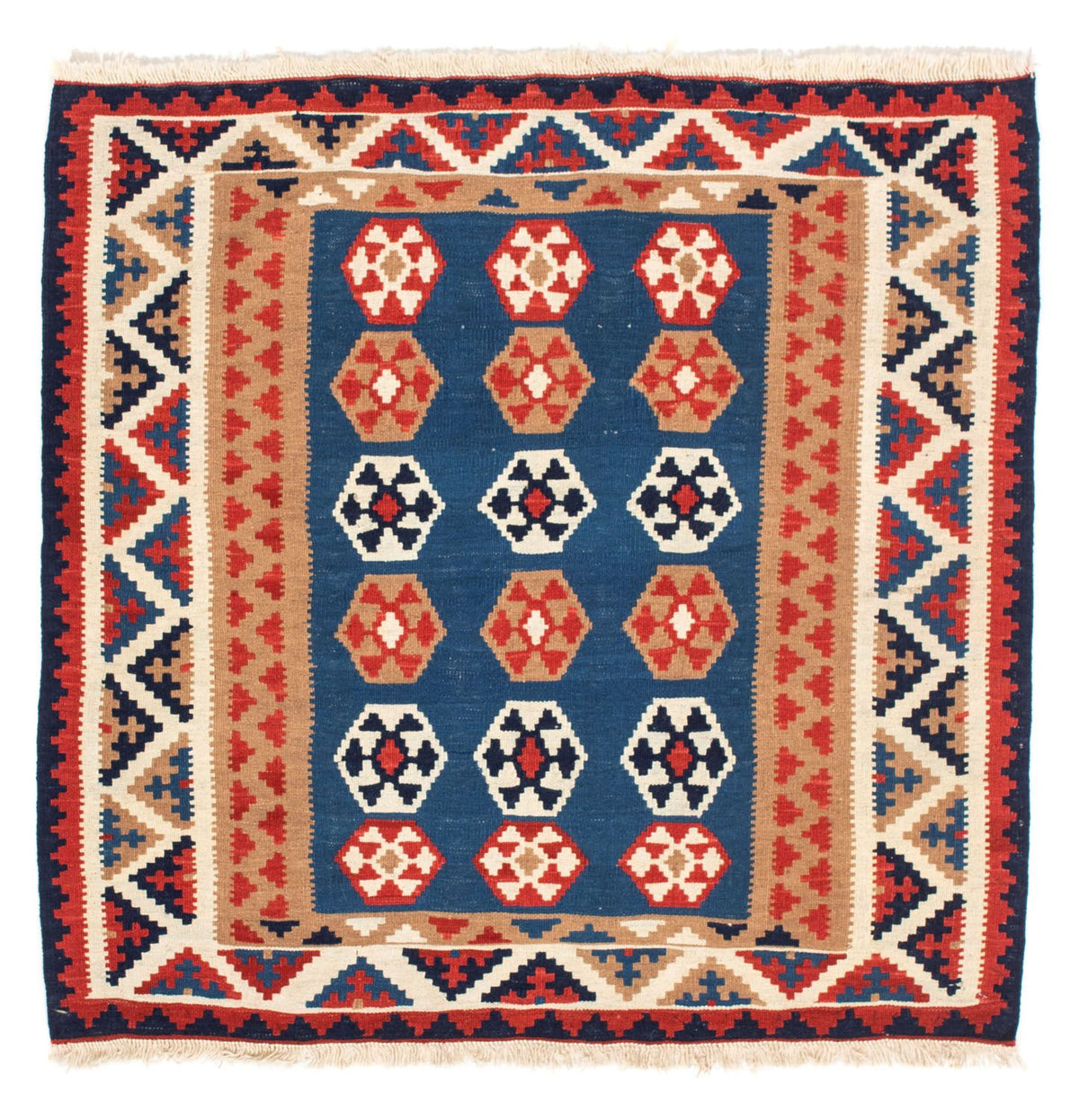 Kelim Rug - Oriental square  - 104 x 102 cm - blue