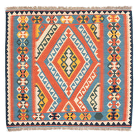 Kelim Rug - Oriental square  - 107 x 100 cm - orange