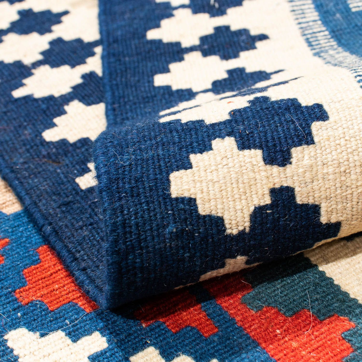 Kelim Rug - Oriental square  - 103 x 100 cm - dark blue