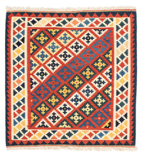 Kelim Rug - Oriental square  - 106 x 102 cm - dark red