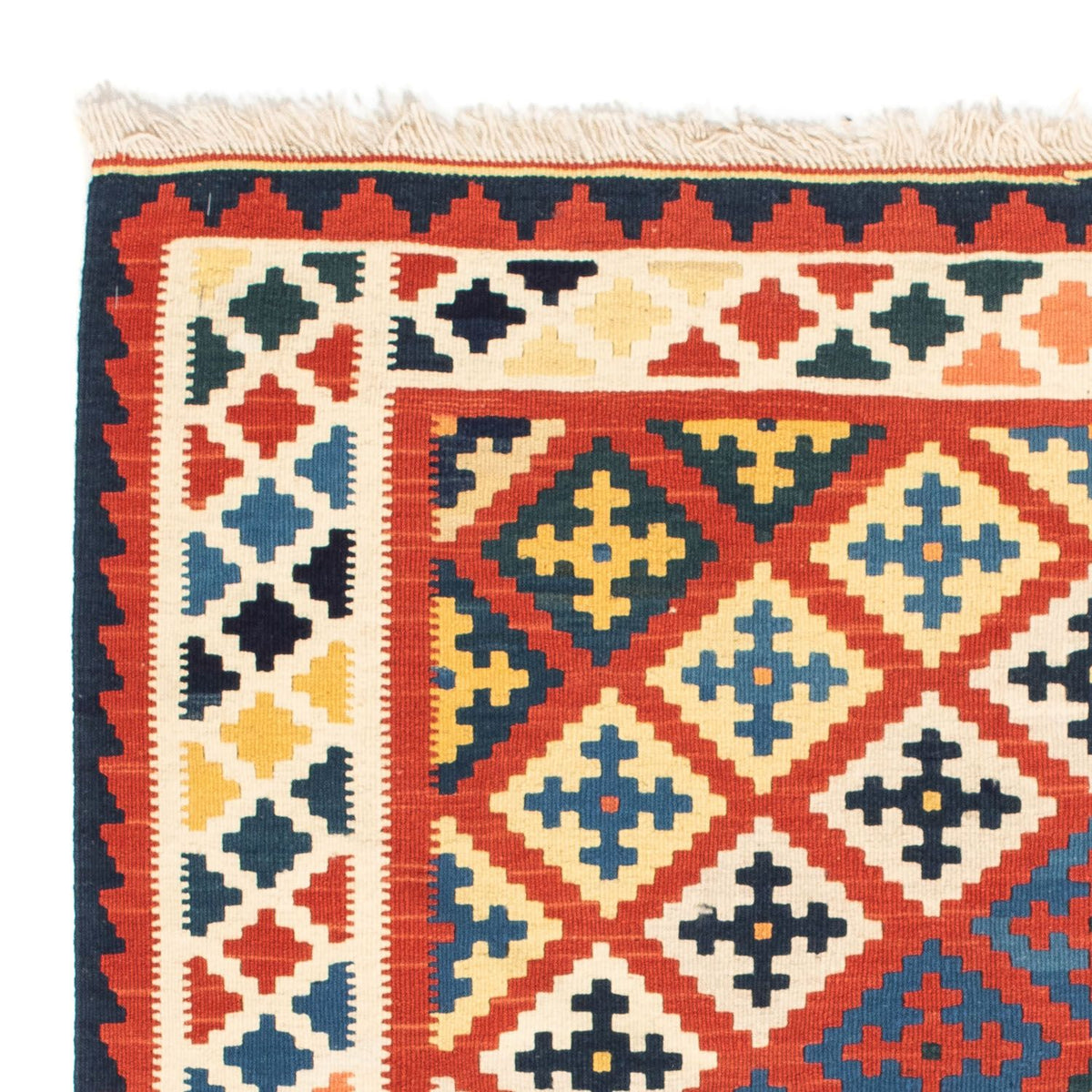 Kelim Rug - Oriental square  - 106 x 102 cm - dark red