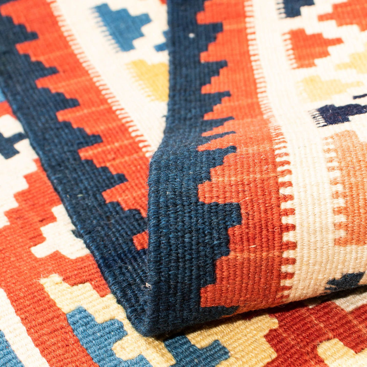 Kelim Rug - Oriental square  - 106 x 102 cm - dark red