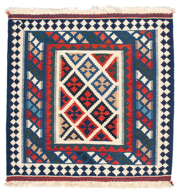 Kelim Rug - Oriental square  - 104 x 103 cm - blue