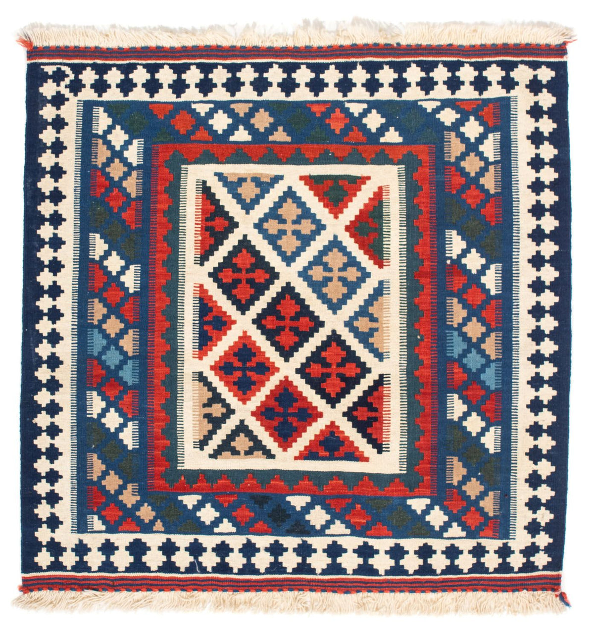 Kelim Rug - Oriental square  - 104 x 103 cm - blue