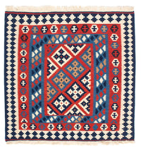 Kelim Rug - Oriental square  - 103 x 101 cm - red