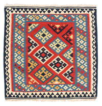 Kelim Rug - Oriental square  - 105 x 105 cm - red