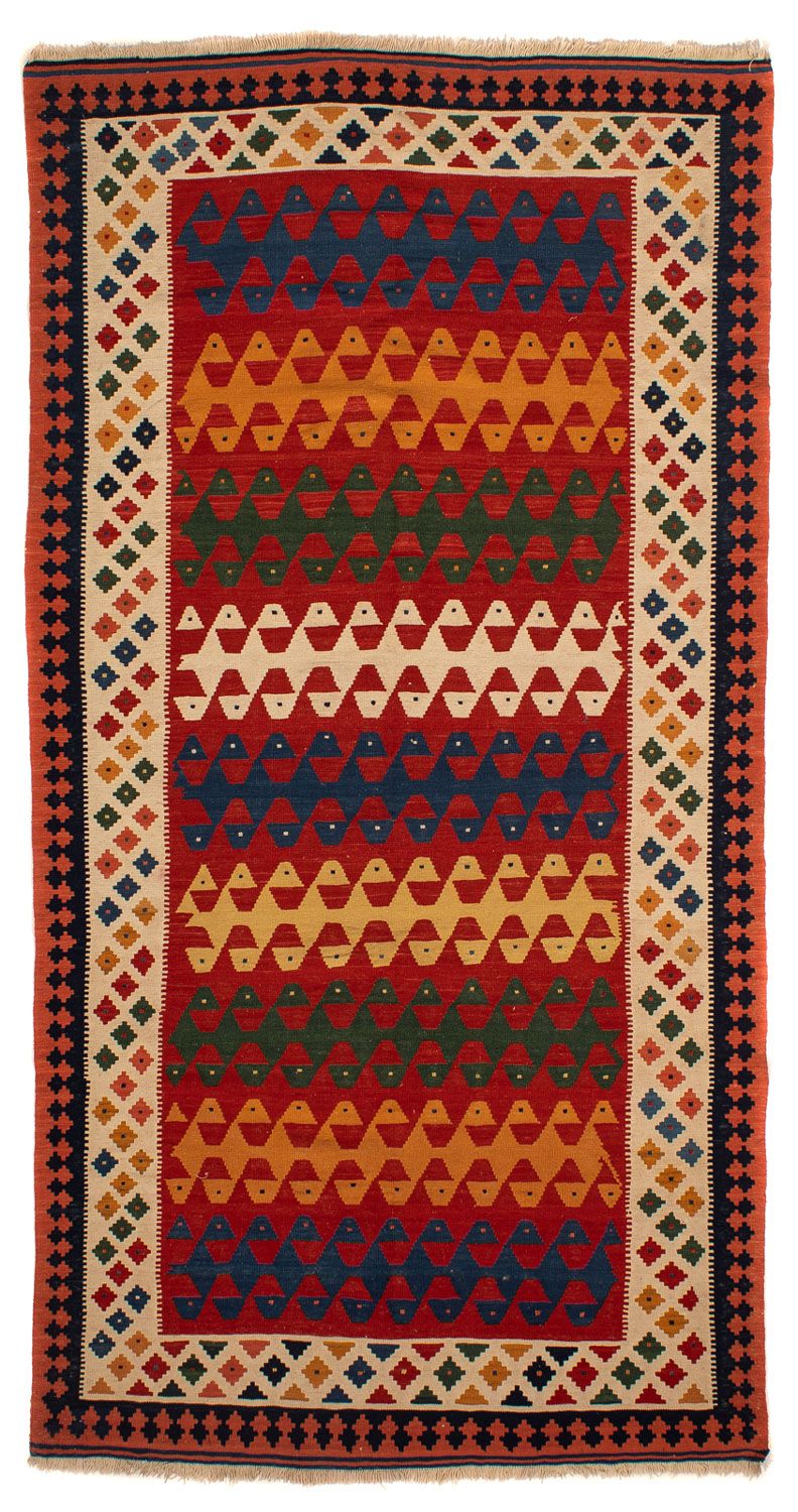 Runner Kelim Rug - Oriental - 297 x 149 cm - dark red