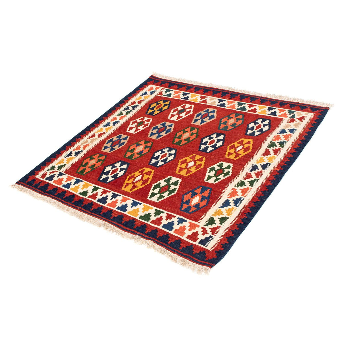 Kelim Rug - Oriental square  - 96 x 95 cm - dark red