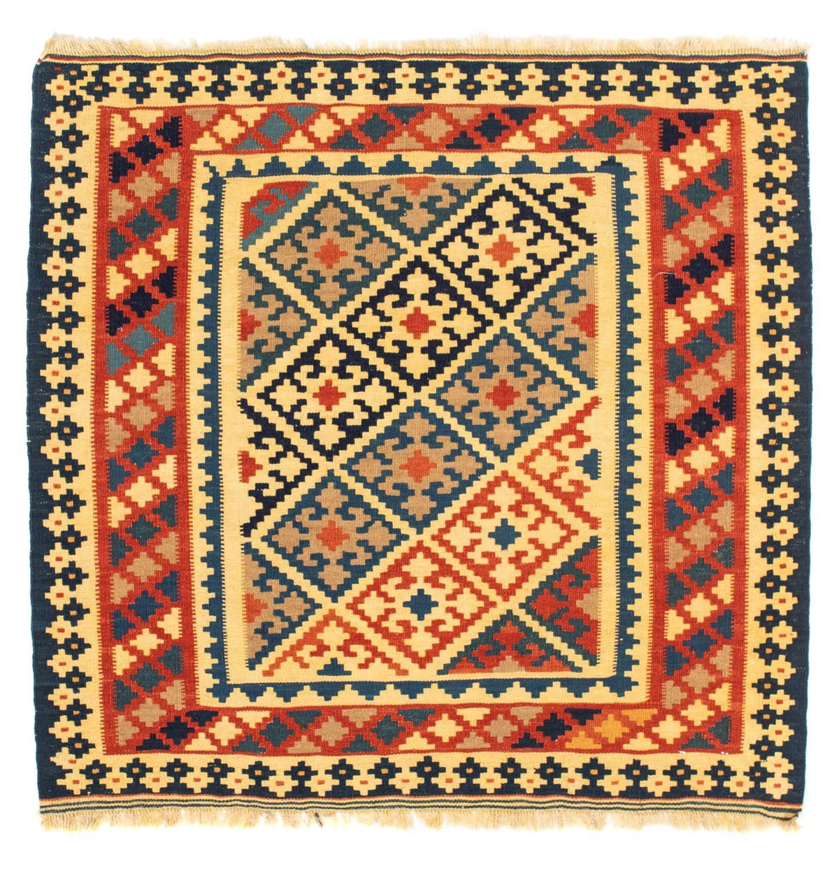 Kelim Rug - Oriental square  - 106 x 102 cm - gold