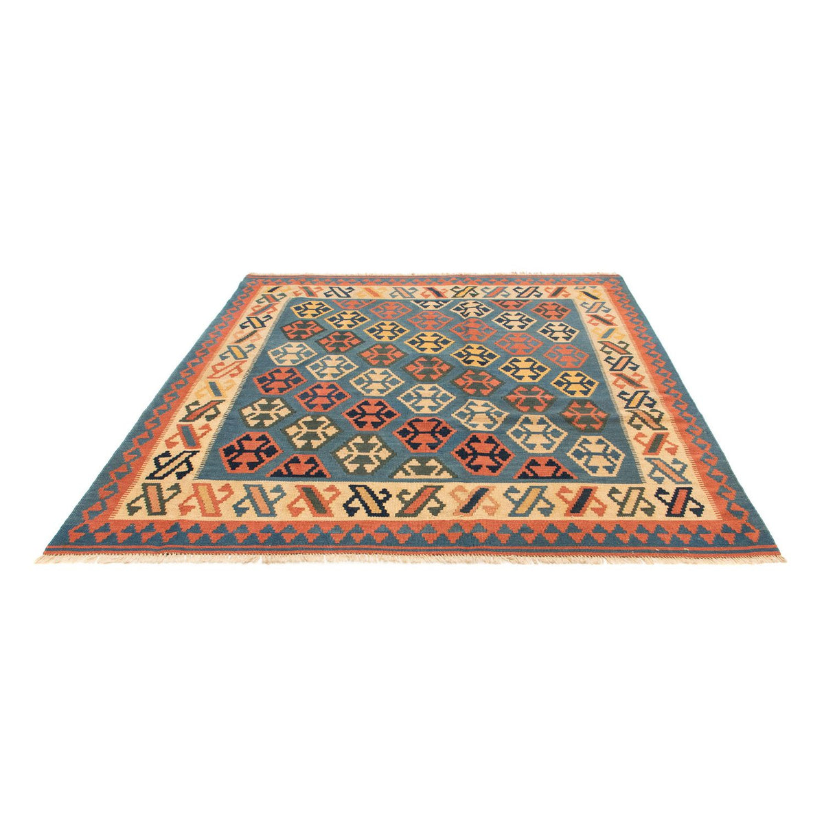 Kelim Rug - Oriental square  - 212 x 198 cm - blue