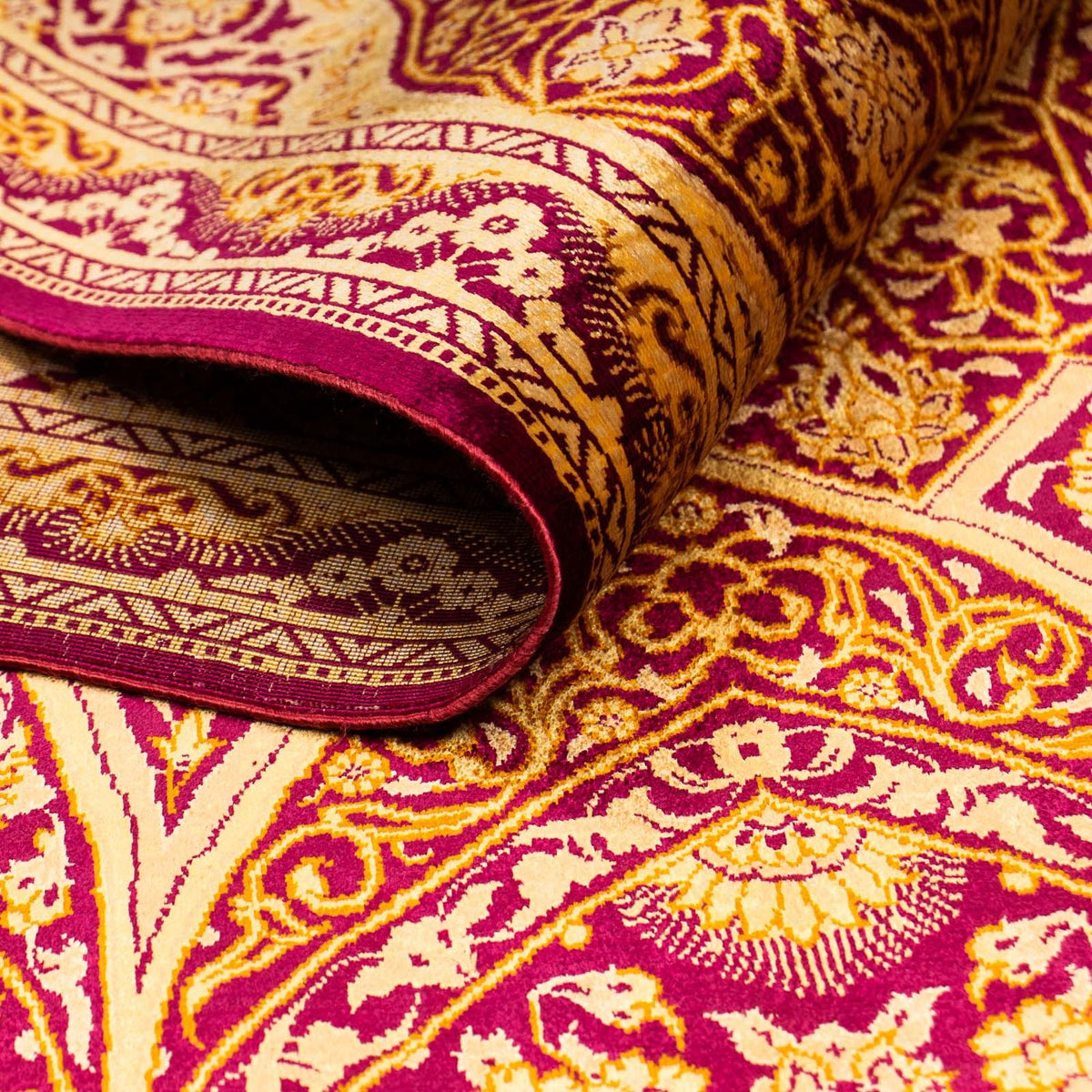 Silk Rug - Ghom Silk - Premium - 216 x 132 cm - dark blue