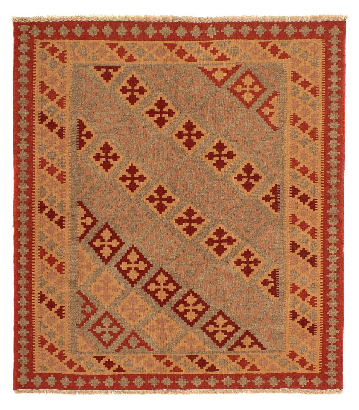 Kelim Rug - Oriental square  - 165 x 161 cm - dark red