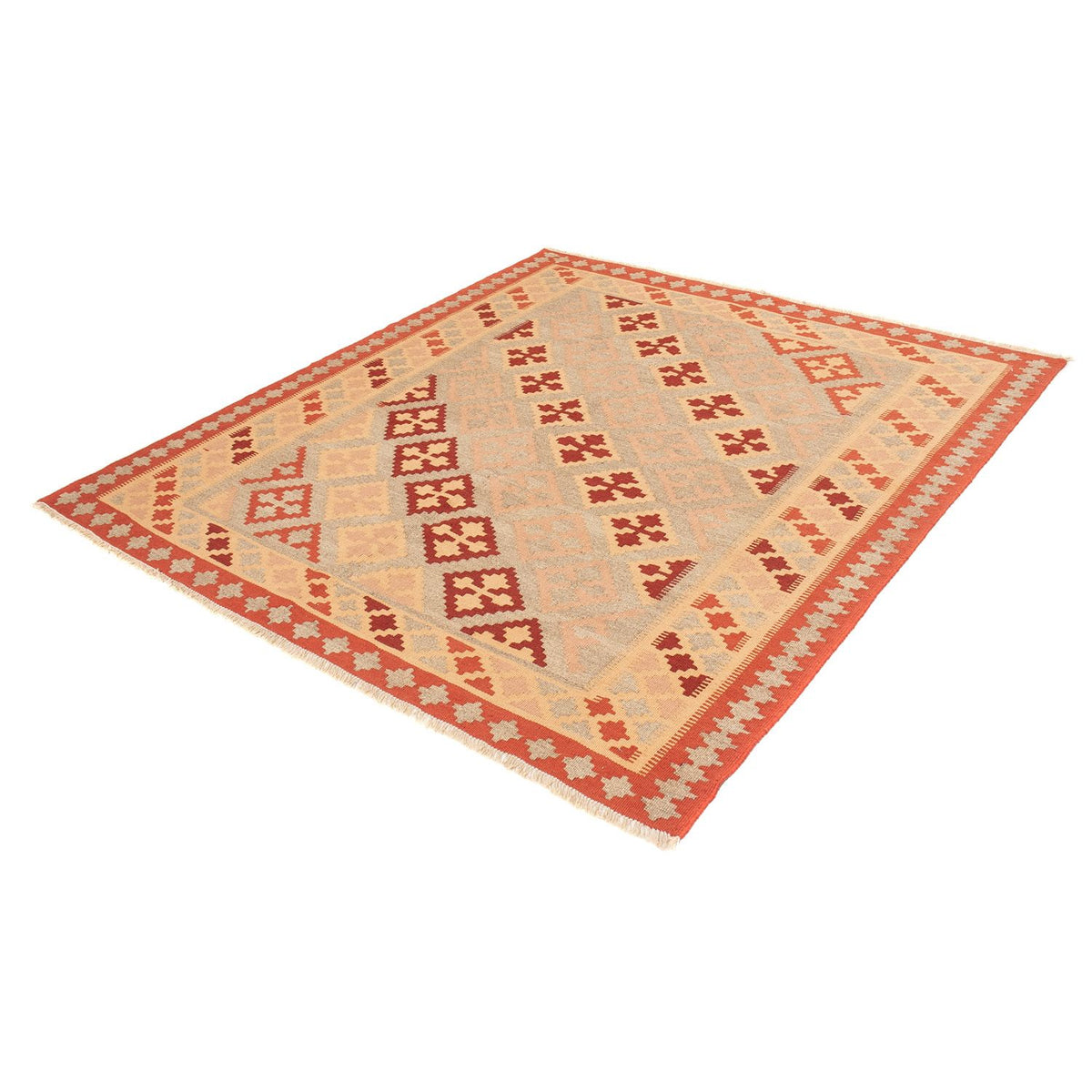Kelim Rug - Oriental square  - 165 x 161 cm - dark red