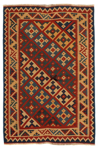 Kelim Rug - Oriental - 196 x 155 cm - dark red