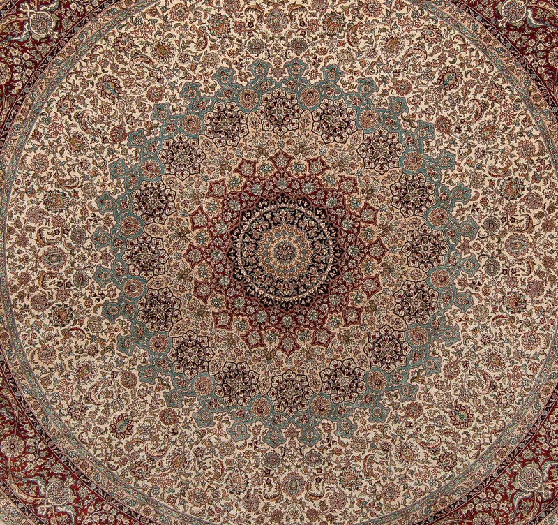Oriental Rug - Hereke round  - 215 x 215 cm - light brown