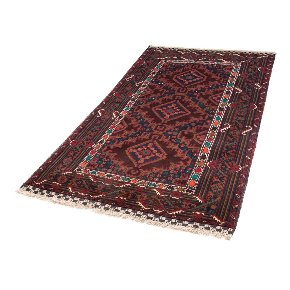 Runner Belutsch Rug - 197 x 105 cm - dark red