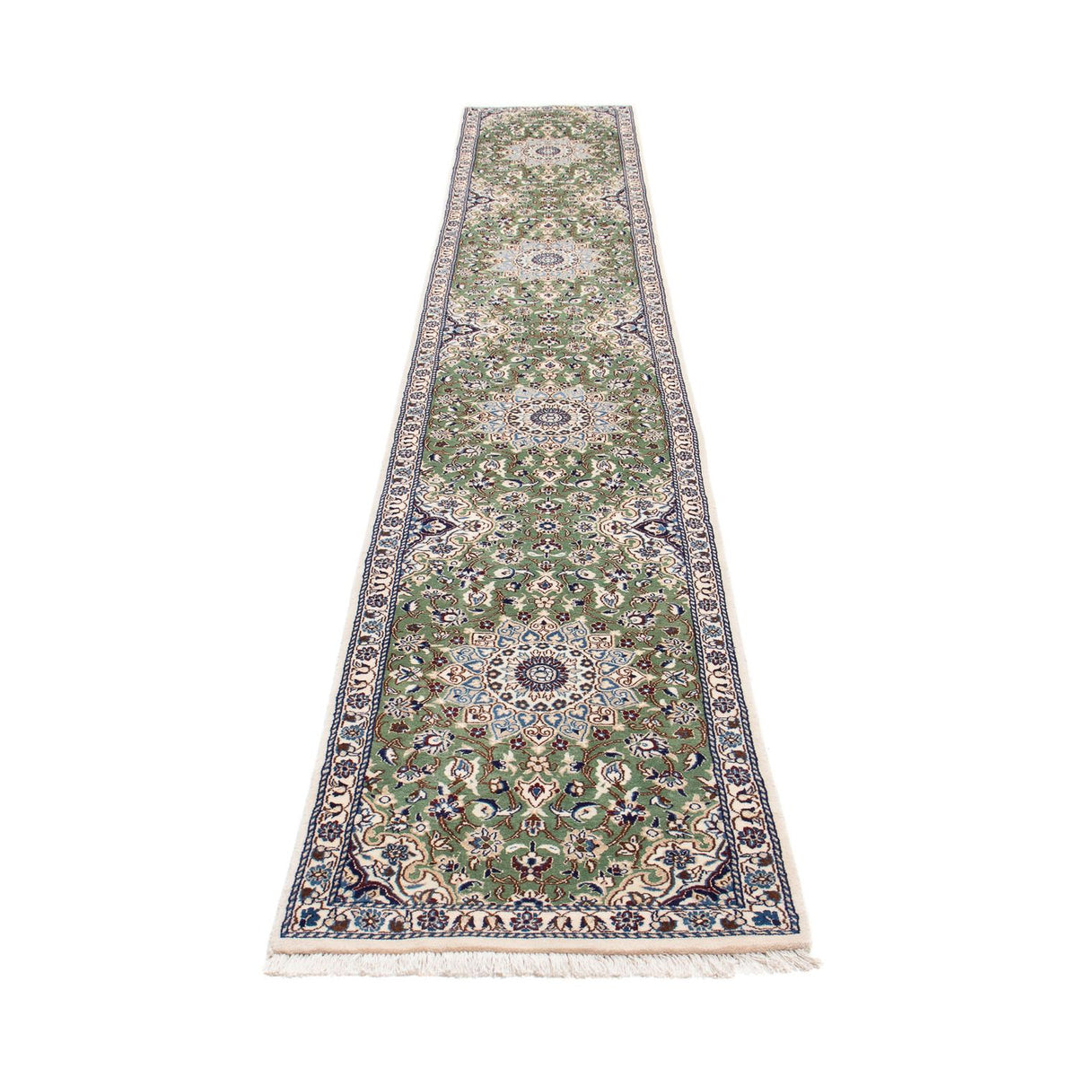 Runner Perser Rug - Nain - Royal - 410 x 62 cm - green